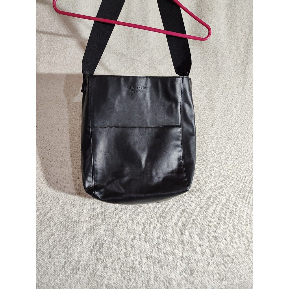 Calvin Klein Black Pebbled Leather Tote Bag Large Shoulder Purse Minimalist